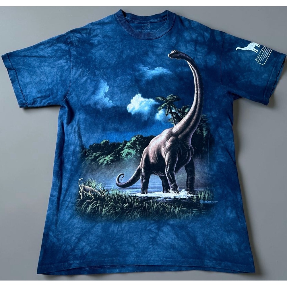 The Mountain Brachiosaurus Dinosaur Tie Dye Graphic T-Shirt Blue Mens Large 2009